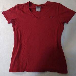Vintage Nike Small Swoosh V-Neck T-Shirt